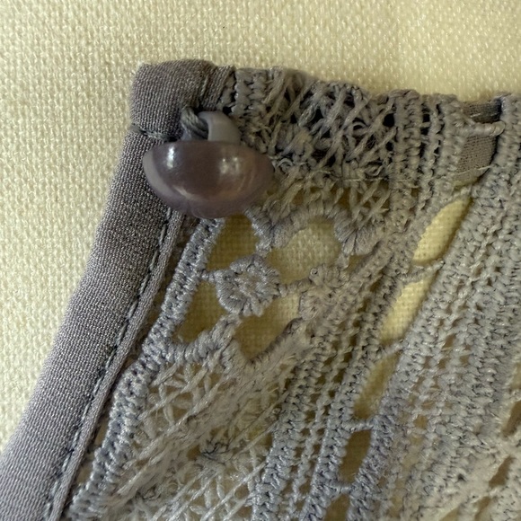 I MADELINE long sleeve small crocheted top bell sleeves NWT baby blue - Picture 7 of 12